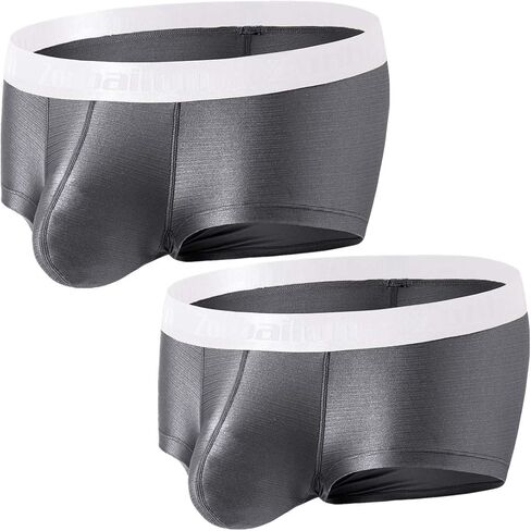 ZONBAILON Men's Pouch Underwear Ice Silk Boxer Briefs Sexy Short Leg Tagless No Ride Up Trunk M L XL XXL XXXL in Saudi Arabia