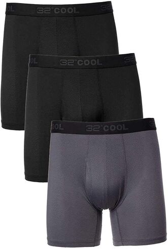 32 Degrees Mens 3 Pack Active Mesh Boxer Brief (XX-Large, Blk/Char/Blk) in Saudi Arabia