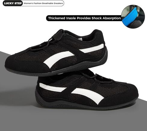 LUCKY STEP Women's Retro Casual Fashion Sneakers - Classic Thin Sole Walking Shoes - Lightweight Running Tennis Trainer Shoe - Non Slip Work Footwear in Saudi Arabia