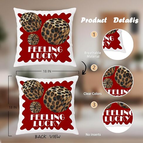 Trendy Leopard Pillow Covers 18x18, Cheetah Leopard Print Room Decor, Red Preppy Cheetah Print Dice Lucky 8 Ball Decorative Throw Pillow Covers for Girls Bedroom Dorm Apartment, Set of 2 in Saudi Arabia