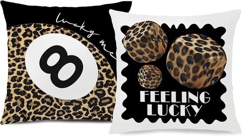 Trendy Leopard Pillow Covers 18x18, Cheetah Leopard Print Room Decor, Red Preppy Cheetah Print Dice Lucky 8 Ball Decorative Throw Pillow Covers for Girls Bedroom Dorm Apartment, Set of 2 in Saudi Arabia