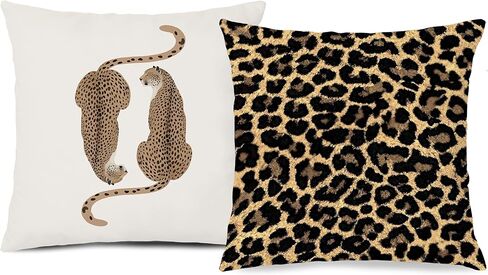 Trendy Leopard Pillow Covers 18x18, Cheetah Leopard Print Room Decor, Red Preppy Cheetah Print Dice Lucky 8 Ball Decorative Throw Pillow Covers for Girls Bedroom Dorm Apartment, Set of 2 in Saudi Arabia
