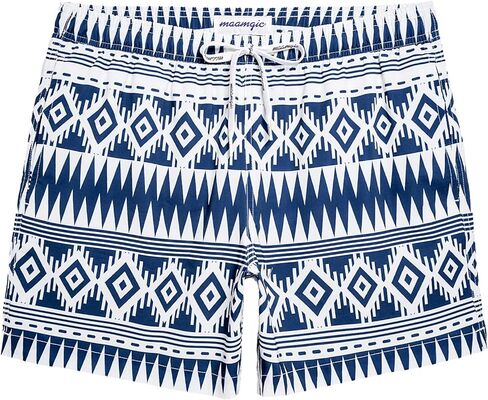 maamgic Mens Boys 80s 90s Vintage 4 Way Stretch Swim Trunks with Mesh Lining Quick Dry Swim Suits Board Shorts in Saudi Arabia
