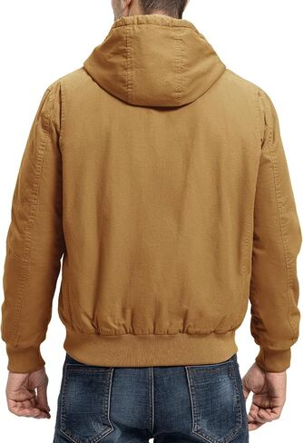 TBMPOY Men's Cotton Work Jackets Flannel Lined Duck Hooded Active Jacket Workwear Winter Coat in Saudi Arabia