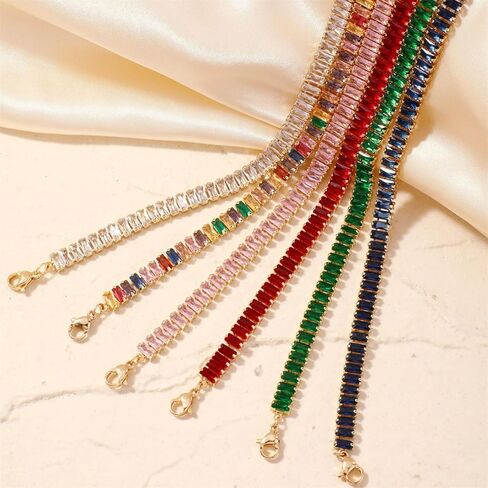 Tennis Choker Necklace Dainty Sparking Rhinestone Necklaces Colorful Crystal Cubic Zirconia Bridal Wedding Jewelry in Saudi Arabia
