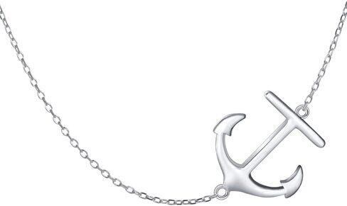 DAOCHONG S925 Sterling Silver Jewelry Sideways Anchor Choker Necklace for Women Gifts, 15 inch to 18 inch in Saudi Arabia