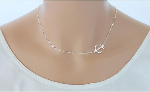 DAOCHONG S925 Sterling Silver Jewelry Sideways Anchor Choker Necklace for Women Gifts, 15 inch to 18 inch in Saudi Arabia