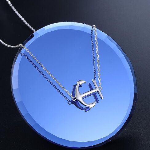 DAOCHONG S925 Sterling Silver Jewelry Sideways Anchor Choker Necklace for Women Gifts, 15 inch to 18 inch in Saudi Arabia