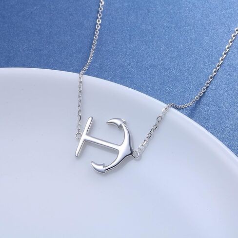 DAOCHONG S925 Sterling Silver Jewelry Sideways Anchor Choker Necklace for Women Gifts, 15 inch to 18 inch in Saudi Arabia