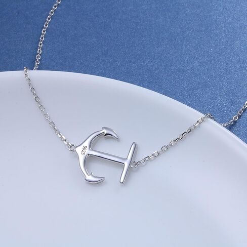 DAOCHONG S925 Sterling Silver Jewelry Sideways Anchor Choker Necklace for Women Gifts, 15 inch to 18 inch in Saudi Arabia