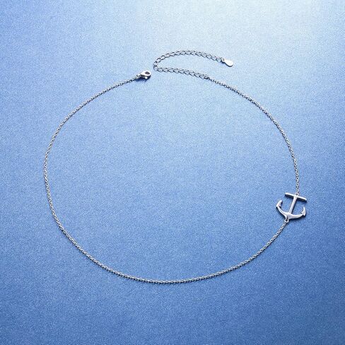 DAOCHONG S925 Sterling Silver Jewelry Sideways Anchor Choker Necklace for Women Gifts, 15 inch to 18 inch in Saudi Arabia