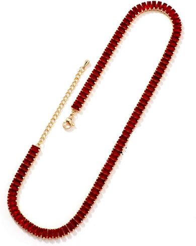 Tennis Choker Necklace Dainty Sparking Rhinestone Necklaces Colorful Crystal Cubic Zirconia Bridal Wedding Jewelry in Saudi Arabia