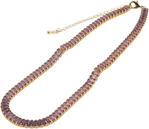 Tennis Choker Necklace Dainty Sparking Rhinestone Necklaces Colorful Crystal Cubic Zirconia Bridal Wedding Jewelry in Saudi Arabia