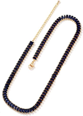 Tennis Choker Necklace Dainty Sparking Rhinestone Necklaces Colorful Crystal Cubic Zirconia Bridal Wedding Jewelry in Saudi Arabia