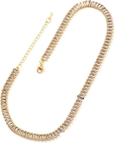 Tennis Choker Necklace Dainty Sparking Rhinestone Necklaces Colorful Crystal Cubic Zirconia Bridal Wedding Jewelry in Saudi Arabia