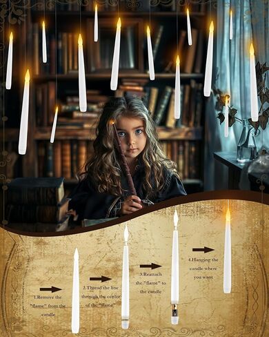 20 قطعة من الشموع العائمة مع عصا من Raycare، شمعة معلقة مع مؤقت، شموع ديكو سحرية وامضة دافئة، شمعة مستدقة عديمة اللهب مع جهاز تحكم عن بعد، شموع LED لديكور حفلات عيد الهالوين in Kuwait