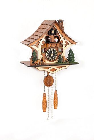 Cuckoo Clock, Germany Black Forest Style Wooden Pendulum Quartz Wall Clock, Volume Control, Night Silent, Gift Package, Professional Service in Saudi Arabia