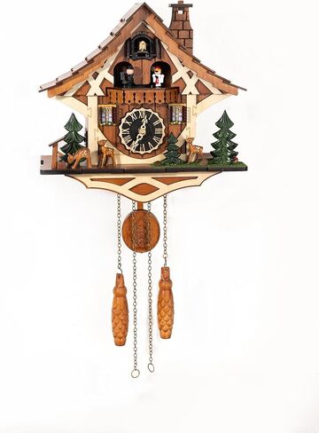 Cuckoo Clock, Germany Black Forest Style Wooden Pendulum Quartz Wall Clock, Volume Control, Night Silent, Gift Package, Professional Service in Saudi Arabia
