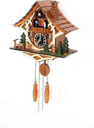 Cuckoo Clock, Germany Black Forest Style Wooden Pendulum Quartz Wall Clock, Volume Control, Night Silent, Gift Package, Professional Service in Saudi Arabia