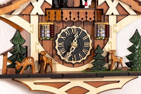 Cuckoo Clock, Germany Black Forest Style Wooden Pendulum Quartz Wall Clock, Volume Control, Night Silent, Gift Package, Professional Service in Saudi Arabia
