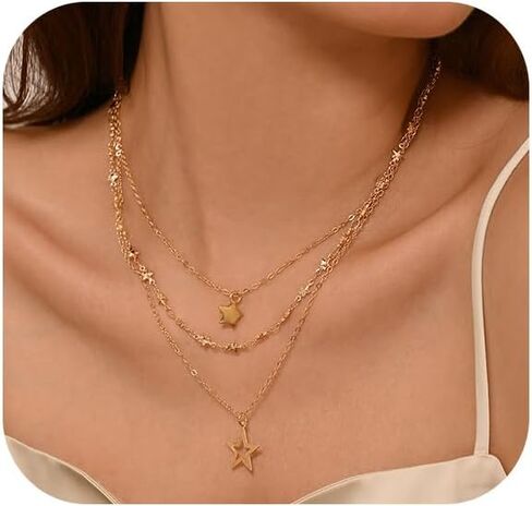 Y2k Layered Star Necklaces for Women Dainty Star Stackable Necklace Trendy Jewelry Gifts in Saudi Arabia