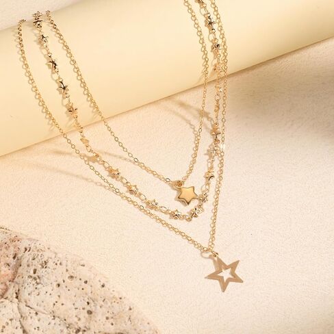 Y2k Layered Star Necklaces for Women Dainty Star Stackable Necklace Trendy Jewelry Gifts in Saudi Arabia