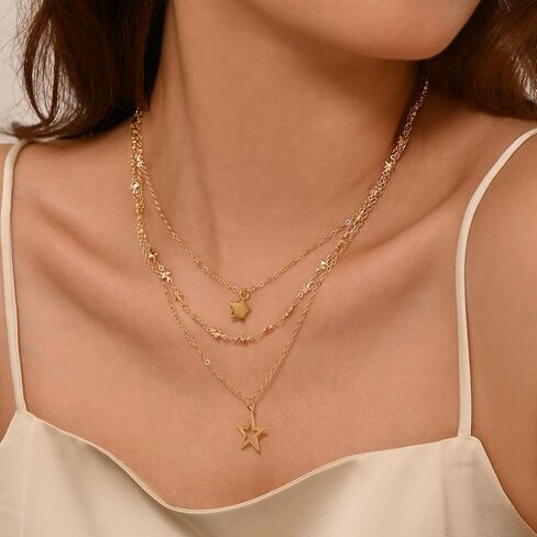 Y2k Layered Star Necklaces for Women Dainty Star Stackable Necklace Trendy Jewelry Gifts in Saudi Arabia