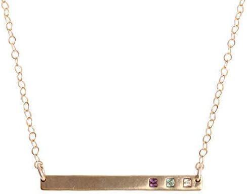 Personalized 24K Gold Bar Necklace with Birthstones by Nelle & Lizzy in Saudi Arabia