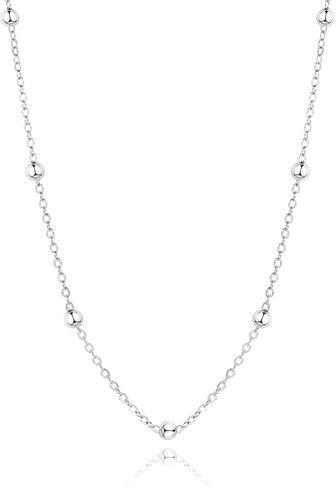 925 Sterling Silver Bead Chain Necklace for Women Simple Dainty Satellite Beaded Chain Necklace, Sturdy Chains Necklaces Jewelry with Lobster Clasp | 16/18/20/22/24 Inches in Saudi Arabia