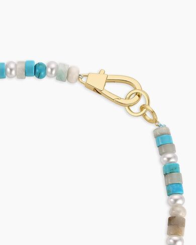gorjana - Harbor Statement Necklace 17 inches - Everyday Wear - Vibrant Color Mix - Perfect for Summer, Unique Bead Composition, Elegant Gold Plating, Versatile Style Option, Secure Pear Clasp in Saudi Arabia