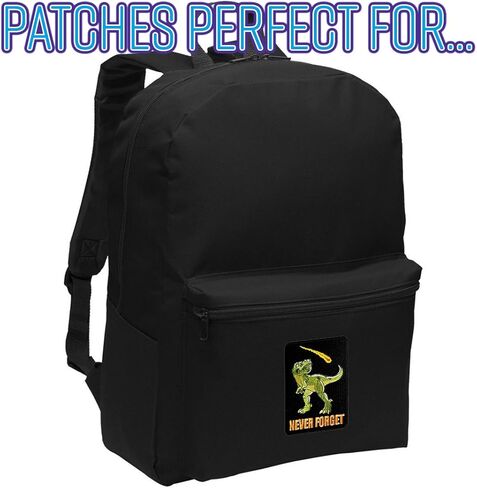 "Dinosaur Never Forget" Asteroid & Tyrannosaurus Rex Humor - Iron on Embroidered Patch Applique - Gifts For Him, For Her, For Boys, For Girls, For Husband, For Wife, For Them, For Men, For Women, in Saudi Arabia