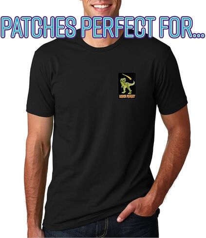 "Dinosaur Never Forget" Asteroid & Tyrannosaurus Rex Humor - Iron on Embroidered Patch Applique - Gifts For Him, For Her, For Boys, For Girls, For Husband, For Wife, For Them, For Men, For Women, in Saudi Arabia