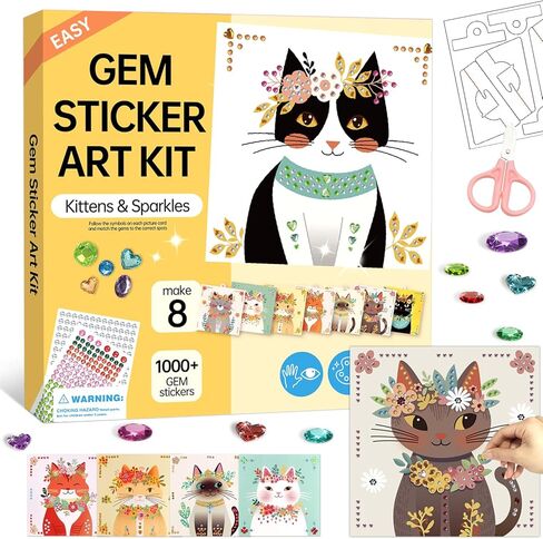 Marlrin Gem Sticker Kit for Kids, 8 Unicorn Princess Themes, Crafts Kits for Girls Ages 4-8, Arts & Crafts Toys, Diamond Painting for Girls - Birthday and Christmas Gift for Kids Ages 3, 4, 5, 6, 7, 8 in Kuwait