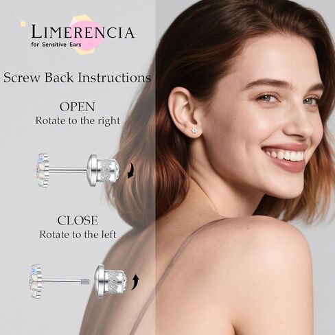 Limerencia التيتانيوم المسمار الخلفي أقراط، هيبوالرجينيك F136 زرع الصف التيتانيوم أقراط مسطحة الظهر للآذان الحساسة النساء الرجال in Saudi Arabia