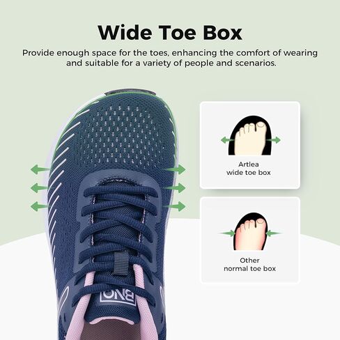 Artlea Wide Toe Box Shoes Women Walking Shoes Arch Support Plantar Fasciitis Orthotic Sneakers Slip On Running Tennis Shoes in Saudi Arabia