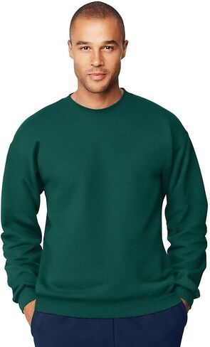 Hanes Men's Ultimate Cotton Heavyweight Crewneck Sweatshirt_Deep Forest_M in Saudi Arabia