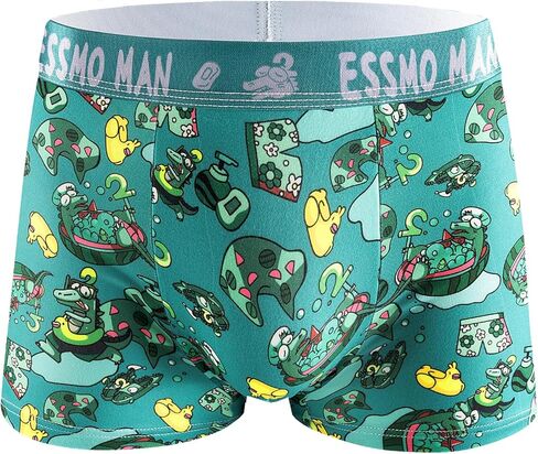 Mens Boxer Briefs Regular Long 4 Way Stretch Cute Animal Printed Soft Moisture Wicking Underwear for Men in Saudi Arabia