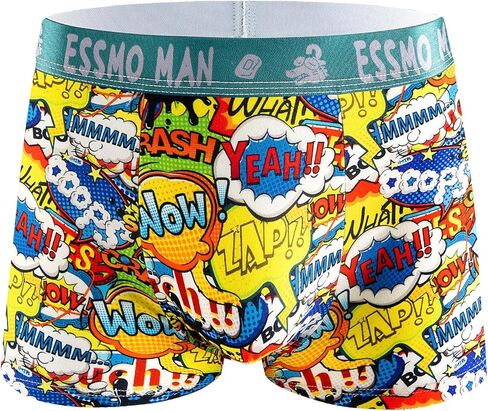 Mens Boxer Briefs Regular Long 4 Way Stretch Cute Animal Printed Soft Moisture Wicking Underwear for Men in Saudi Arabia