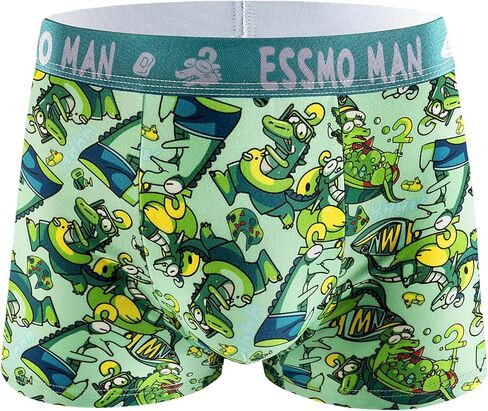 Mens Boxer Briefs Regular Long 4 Way Stretch Cute Animal Printed Soft Moisture Wicking Underwear for Men in Saudi Arabia