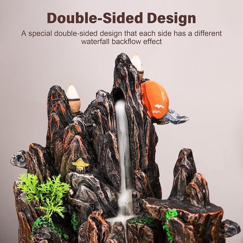 Large Backflow Incense Burner Resin Mountain Waterfall Incense Holder Smoked Fountain Aromatherapy Office Yoga Room Home Decoration in Saudi Arabia