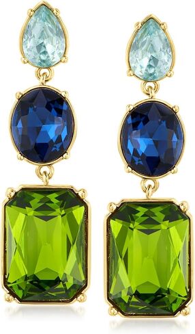 Ross-Simons 14kt Yellow Gold-Plated Drop Earrings With Simulated Tonal Blue and Green Gemstones in Saudi Arabia