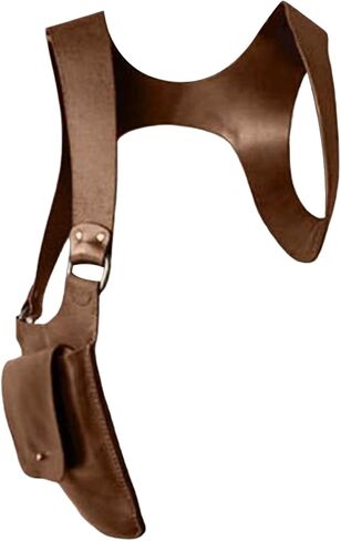 حقيبة كتف مزدوجة للإبط، حقيبة كتف محمولة من جلد البولي يوريثان قابلة للتعديل ومخفية تحت الإبط لحفلات Steampunk والتسوق في الهواء الطلق بإبط مزدوج in Kuwait