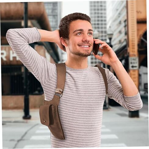 حقيبة كتف مزدوجة للإبط، حقيبة كتف محمولة من جلد البولي يوريثان قابلة للتعديل ومخفية تحت الإبط لحفلات Steampunk والتسوق في الهواء الطلق بإبط مزدوج in Kuwait