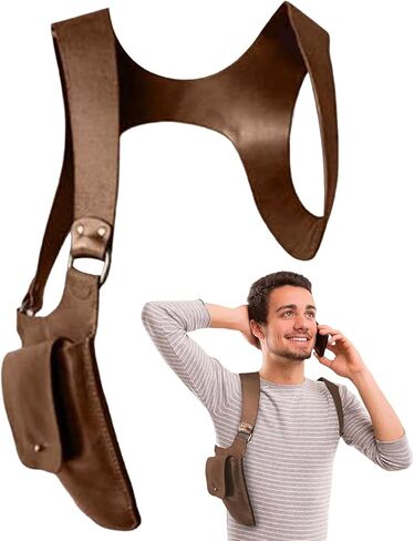 حقيبة كتف مزدوجة للإبط، حقيبة كتف محمولة من جلد البولي يوريثان قابلة للتعديل ومخفية تحت الإبط لحفلات Steampunk والتسوق في الهواء الطلق بإبط مزدوج in Kuwait