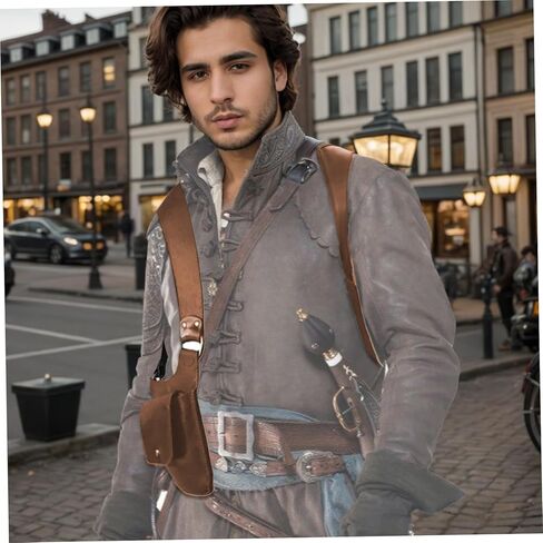 حقيبة كتف مزدوجة للإبط، حقيبة كتف محمولة من جلد البولي يوريثان قابلة للتعديل ومخفية تحت الإبط لحفلات Steampunk والتسوق في الهواء الطلق بإبط مزدوج in Kuwait