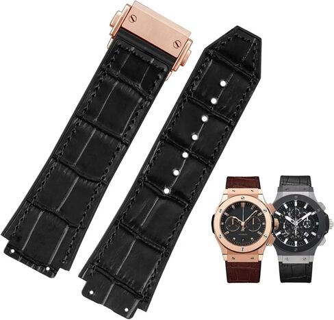 New Real Cow Leather Rubber Brown Black Watch Band 26 * 19mm For Hublot Strap BIG BANG Watchband Stainless Buckle in Saudi Arabia