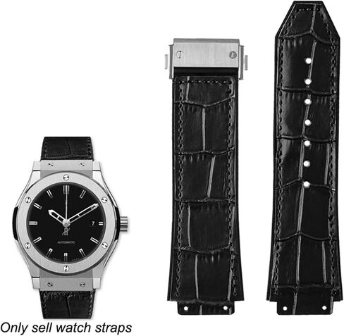 New Real Cow Leather Rubber Brown Black Watch Band 26 * 19mm For Hublot Strap BIG BANG Watchband Stainless Buckle in Saudi Arabia