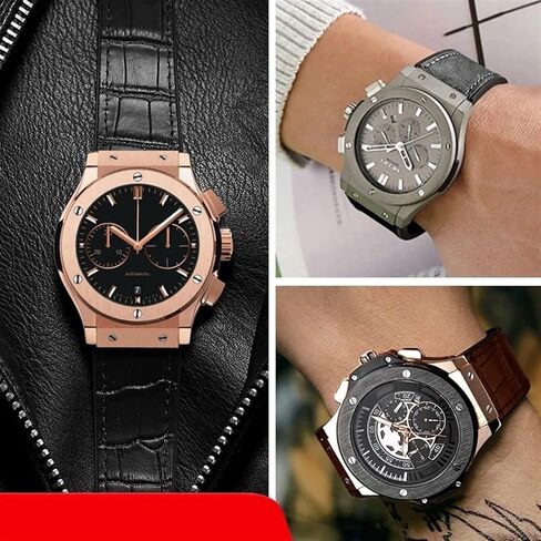 New Real Cow Leather Rubber Brown Black Watch Band 26 * 19mm For Hublot Strap BIG BANG Watchband Stainless Buckle in Saudi Arabia