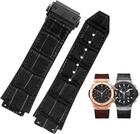 New Real Cow Leather Rubber Brown Black Watch Band 26 * 19mm For Hublot Strap BIG BANG Watchband Stainless Buckle in Saudi Arabia