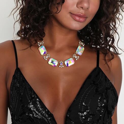 Flyonce Gltitter Crystal Choker Necklace, Sparkly Rhinestone Statement Chokers Necklaces Costume Prom Party Neck Piece for Women in Saudi Arabia